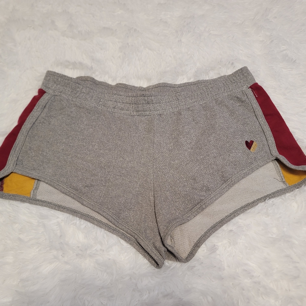 🔥3 For $15 Derek Heart Gray Athletic Shorts with Red and Yellow Details